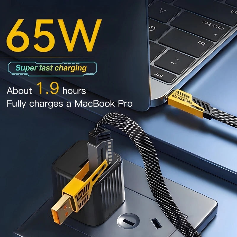4 In 1 Data Cable Pack Of 2 – USB-C & Lightning Connectors, Braided Durable Design, Fast Charging